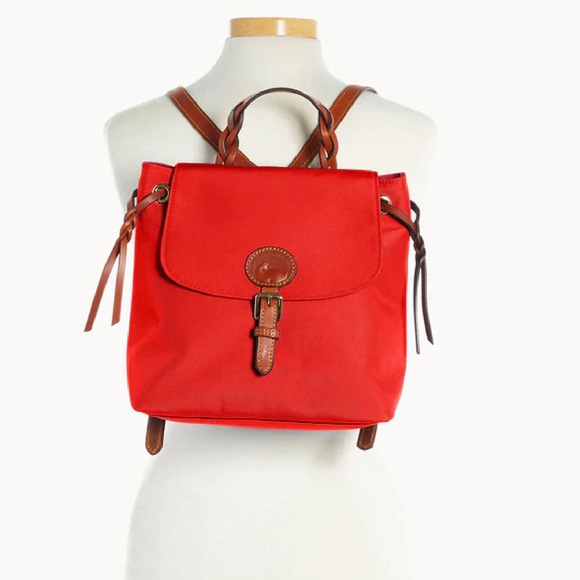 Dooney & Bourke Red Nylon Flap Backpack - Picture 3 of 8